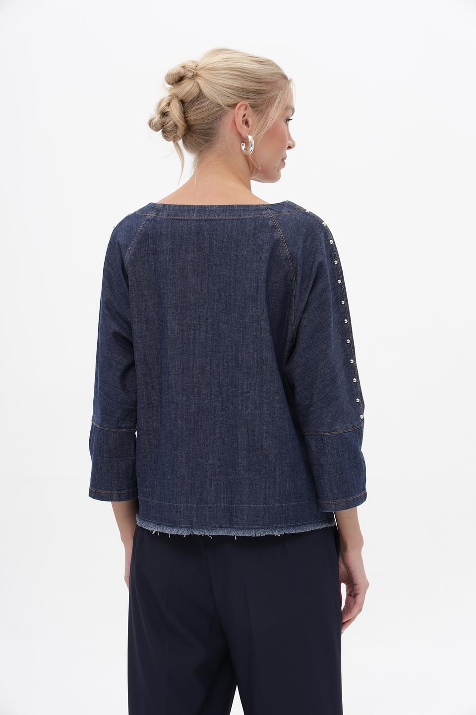 Блуза Oui деним с рукавами 3/4