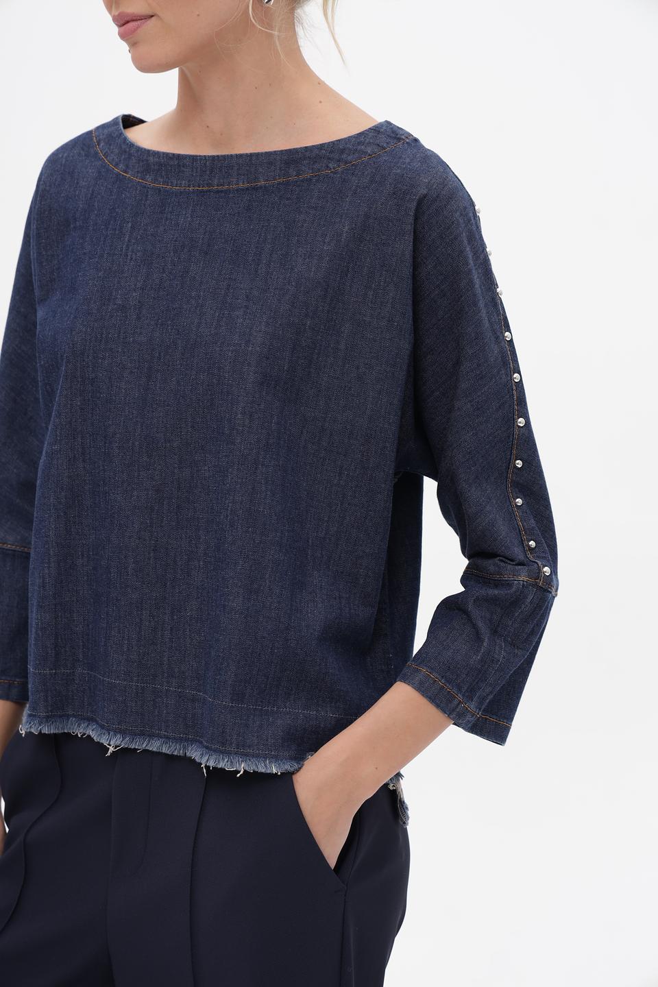 Блуза Oui деним с рукавами 3/4