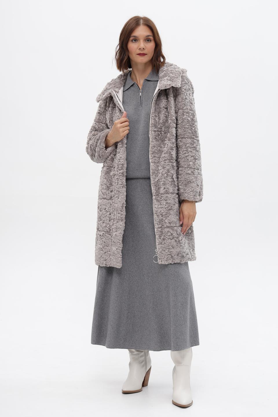 Шуба Electra style серая с капюшоном