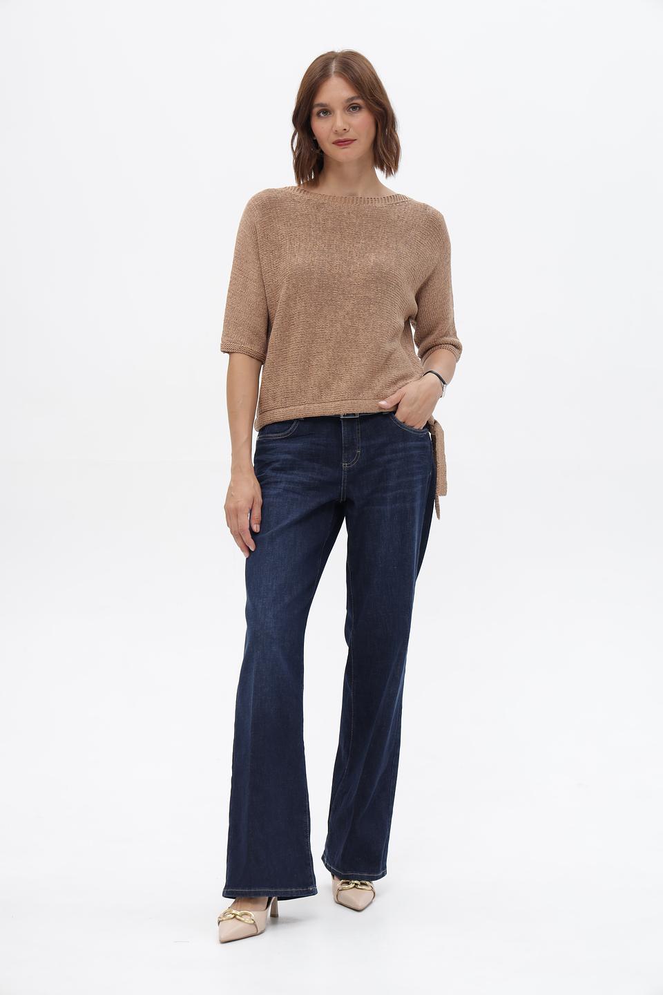 Пуловер Oui с завязками бежевый