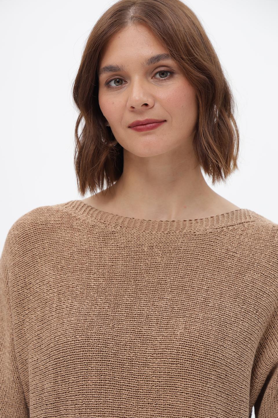 Пуловер Oui с завязками бежевый