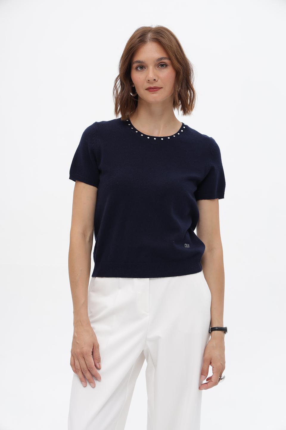 Пуловер Oui с жемчугом