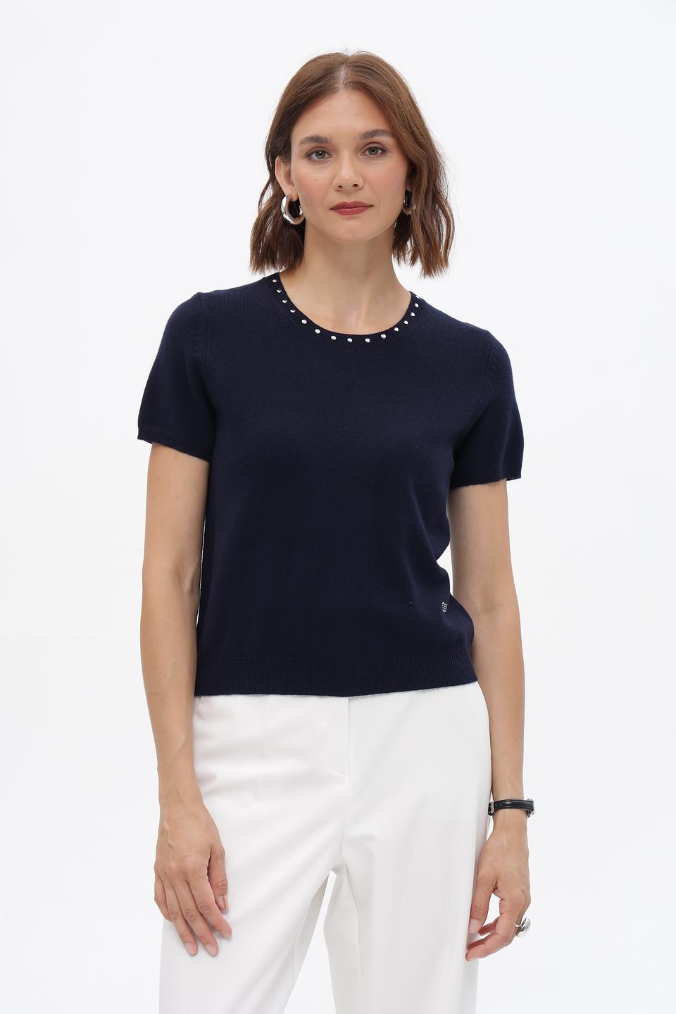 Пуловер Oui с жемчугом