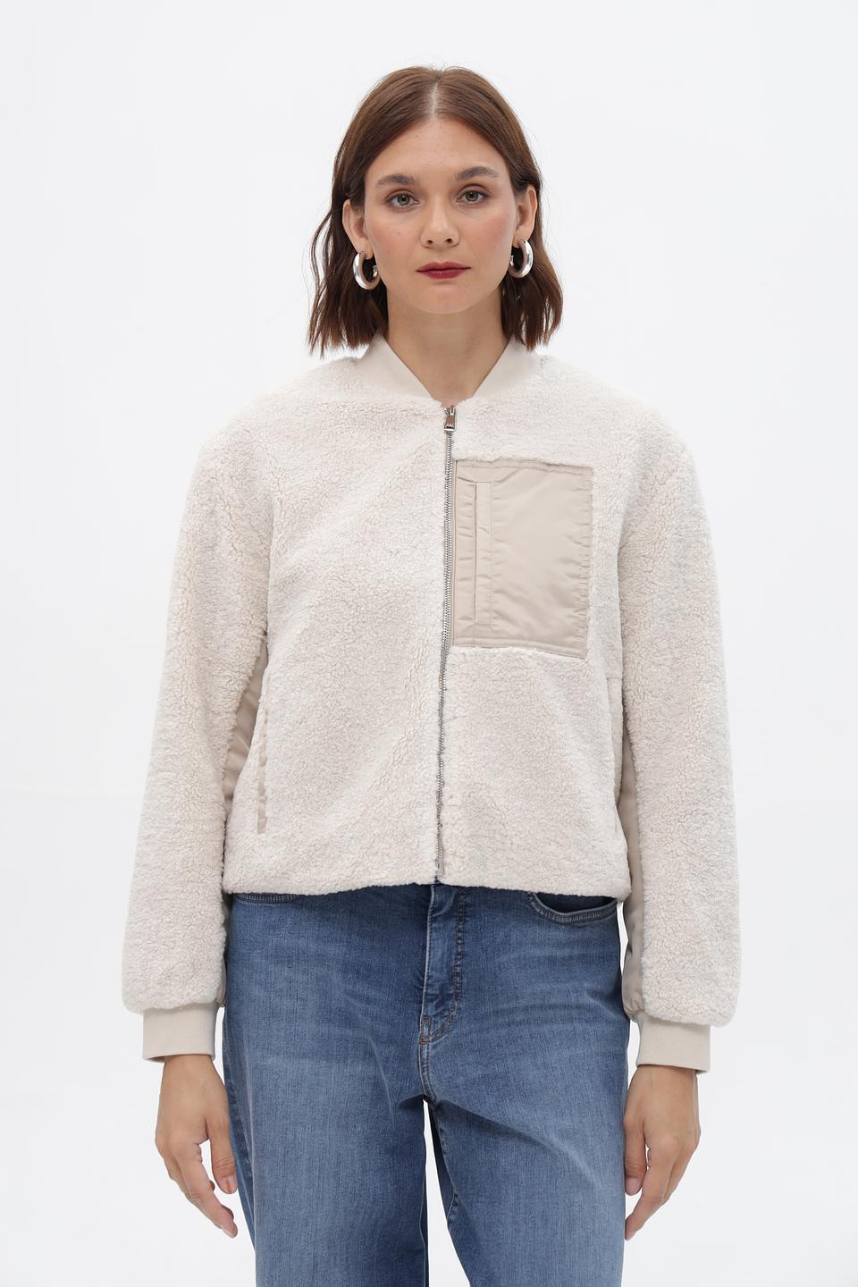 Жакет Oui из искусственного меха бежевый