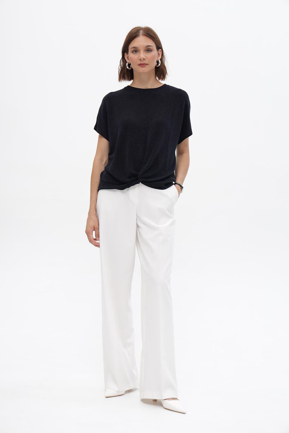 Блузка Oui с узлом темно-синяя