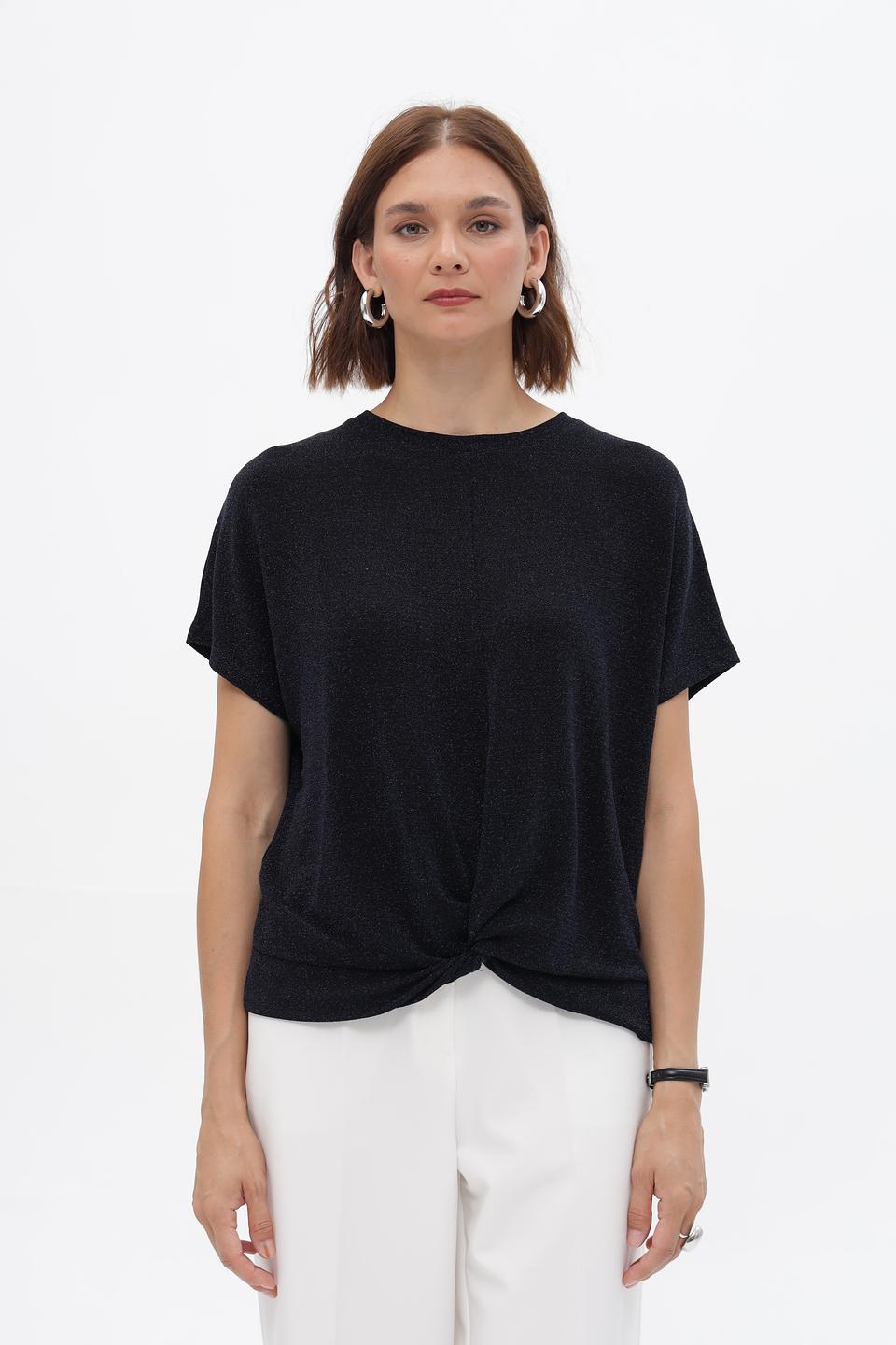 Блузка Oui с узлом темно-синяя