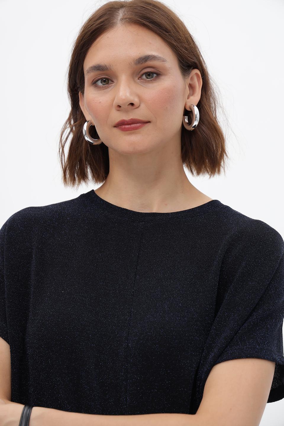 Блузка Oui с узлом темно-синяя