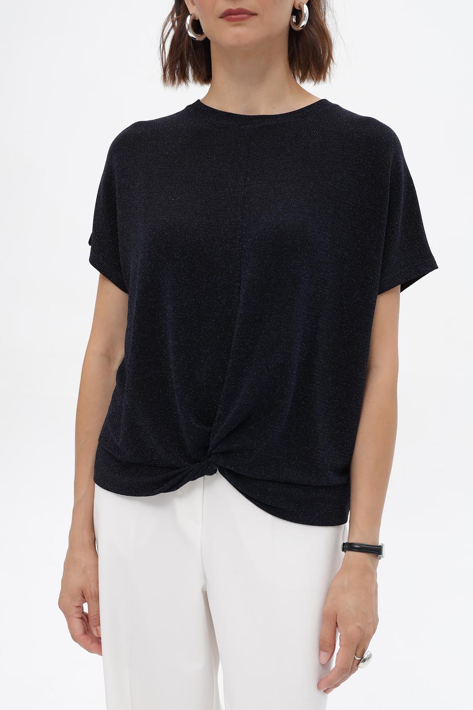 Блузка Oui с узлом темно-синяя