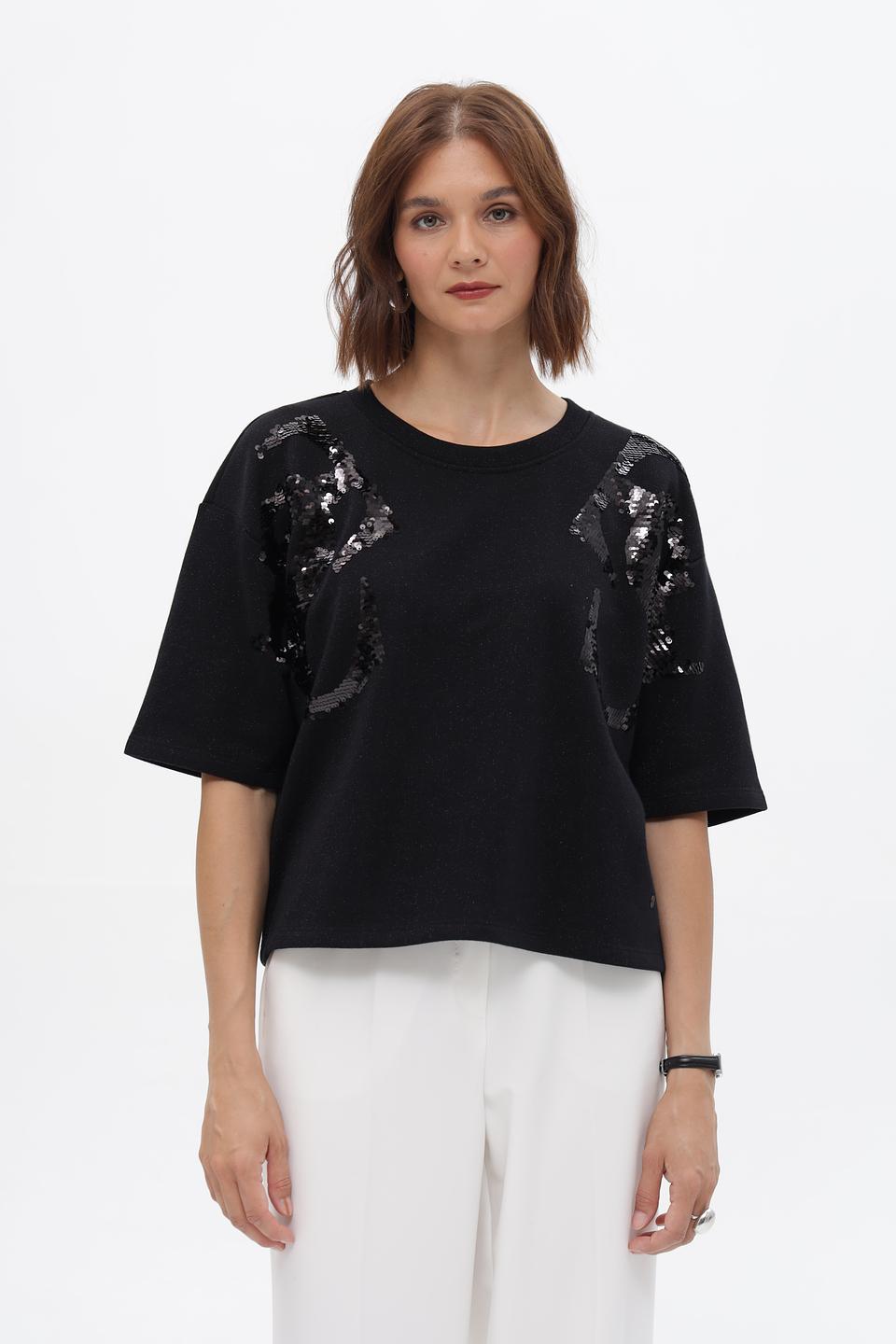 Пуловер Monari с пайетками чёрный