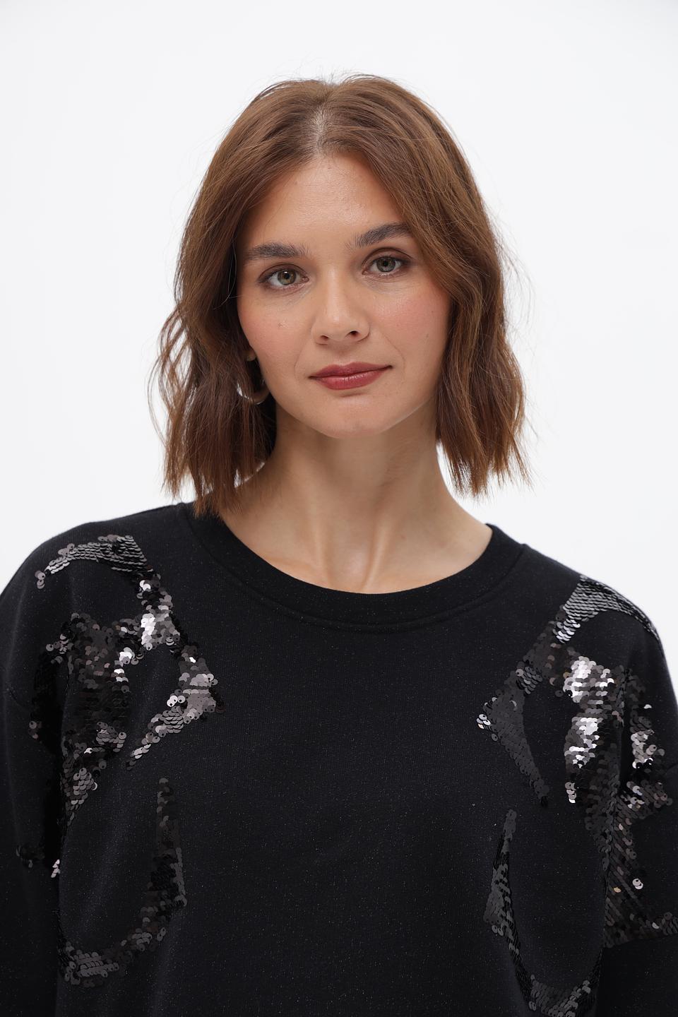 Пуловер Monari с пайетками чёрный