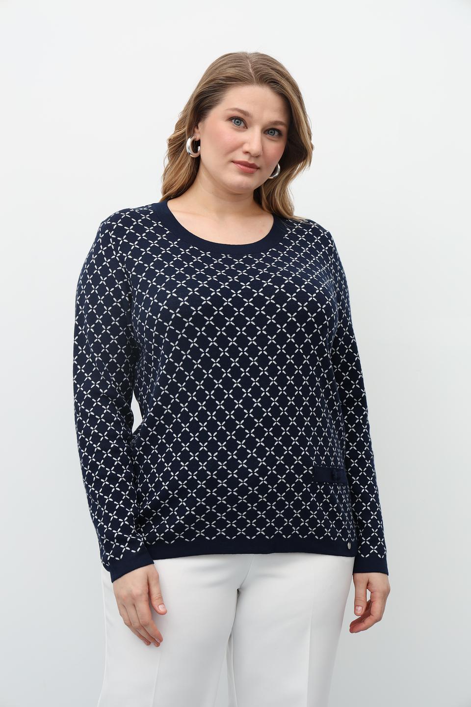 Пуловер Gollehaug с узором тёмно-синий