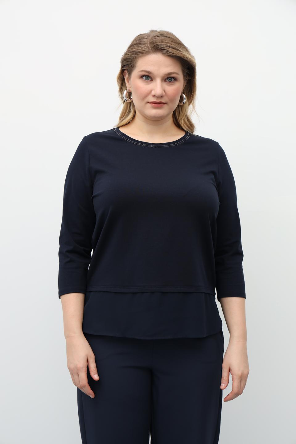 Футболка Frank Walder темно-синяя с рукавом 3/4