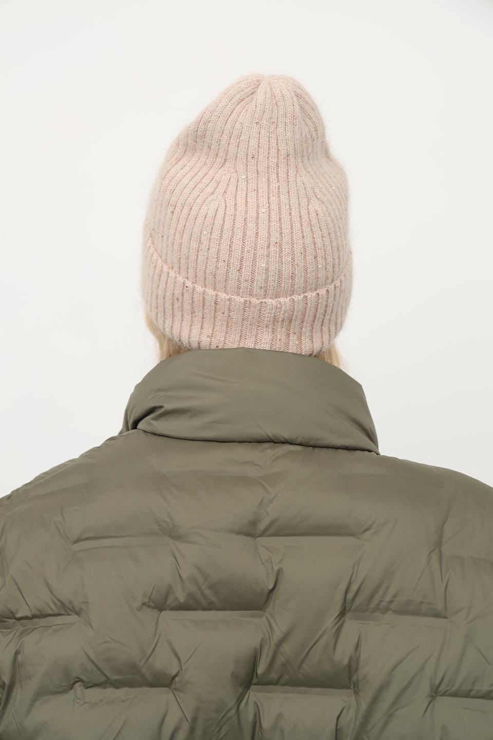 Шапка Julia Florenzi с пайетками бежевая