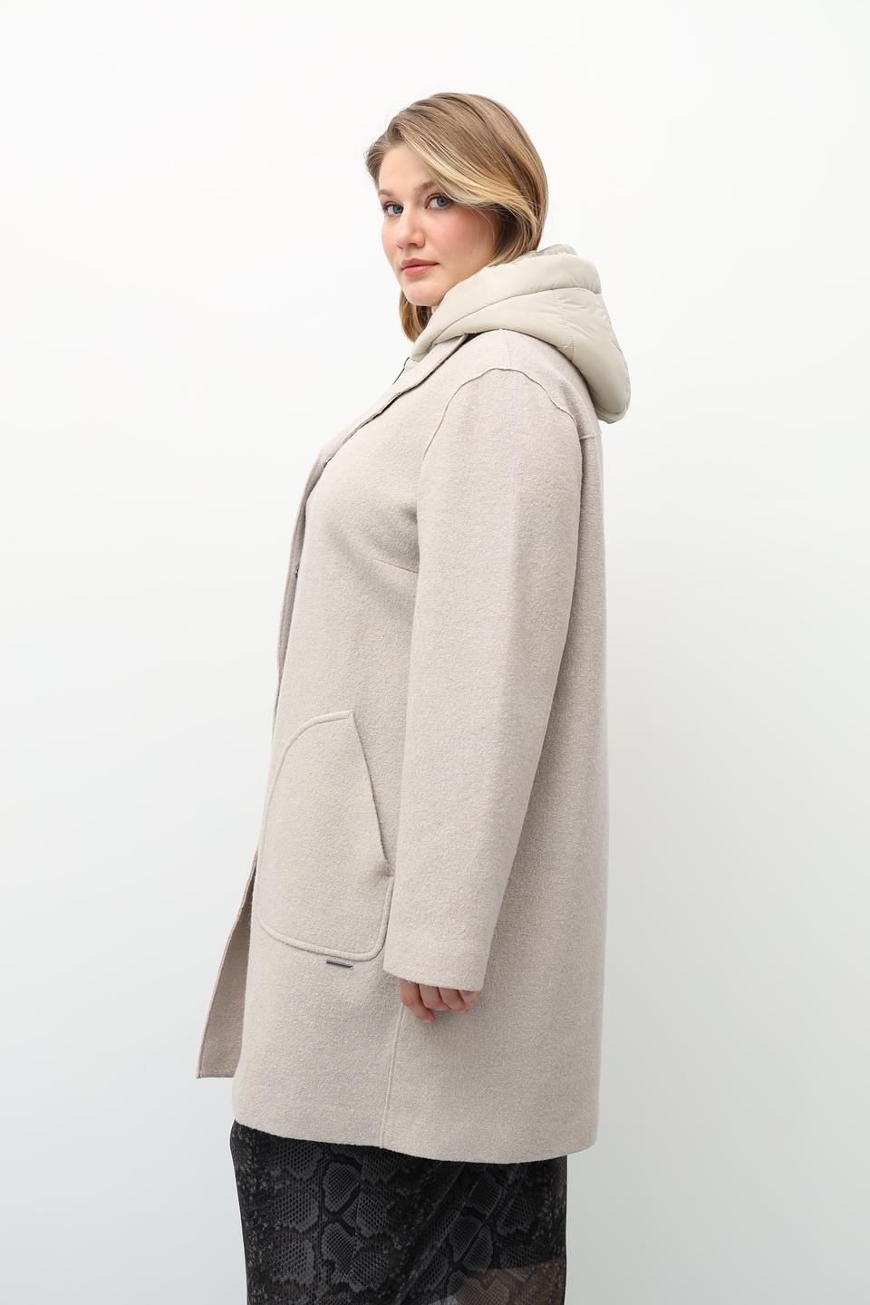 Пальто Bugatti с капюшоном бежевое