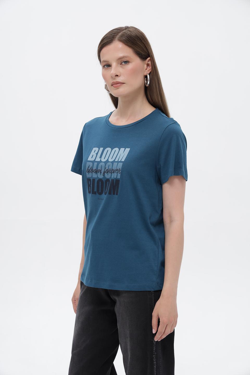 Футболка Tom Tailor с принтом Bloom синяя