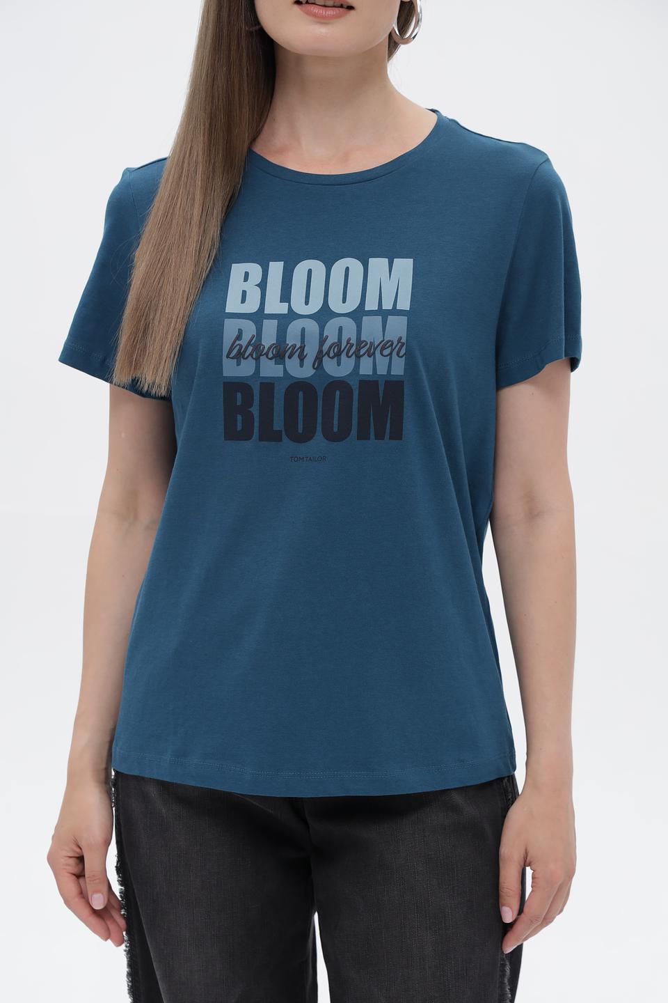 Футболка Tom Tailor с принтом Bloom синяя