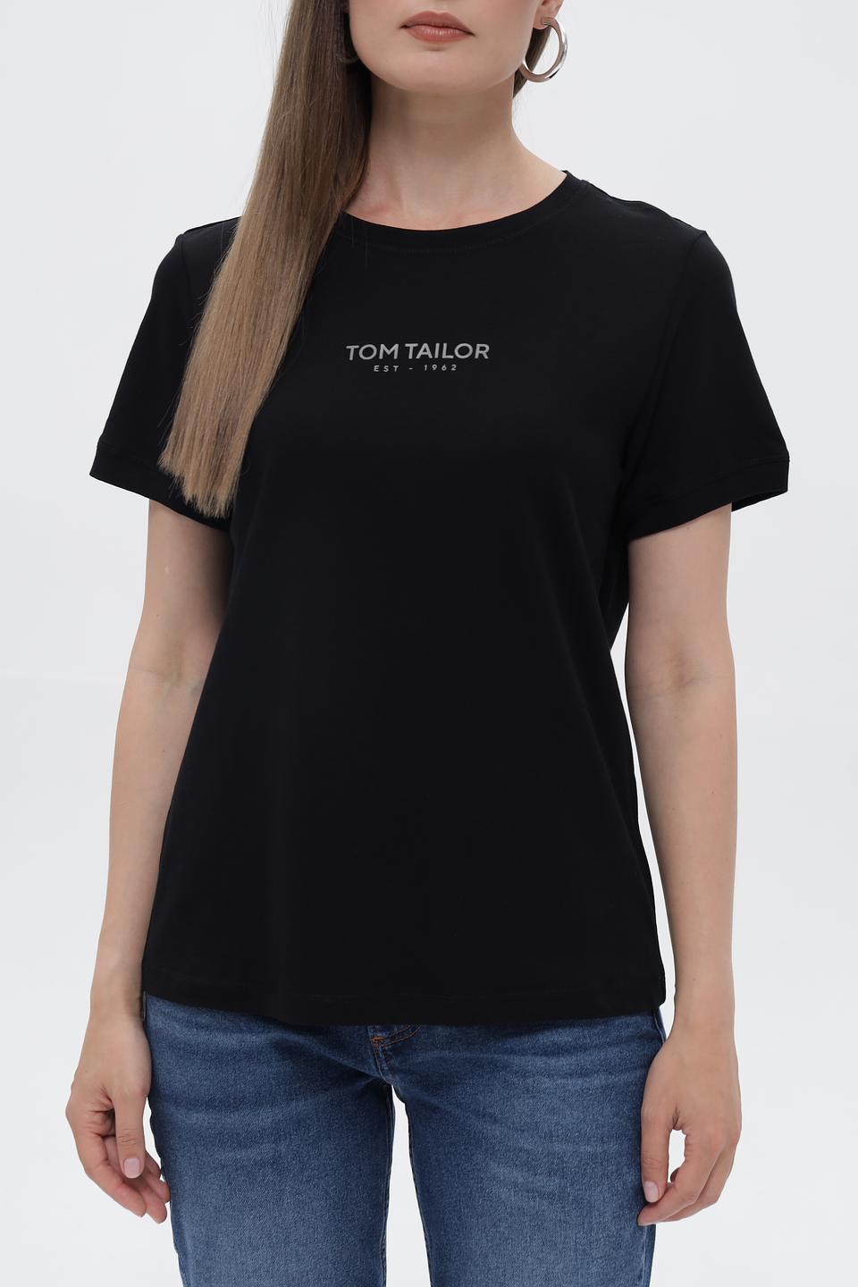 Футболка Tom Tailor женская черная с логотипом