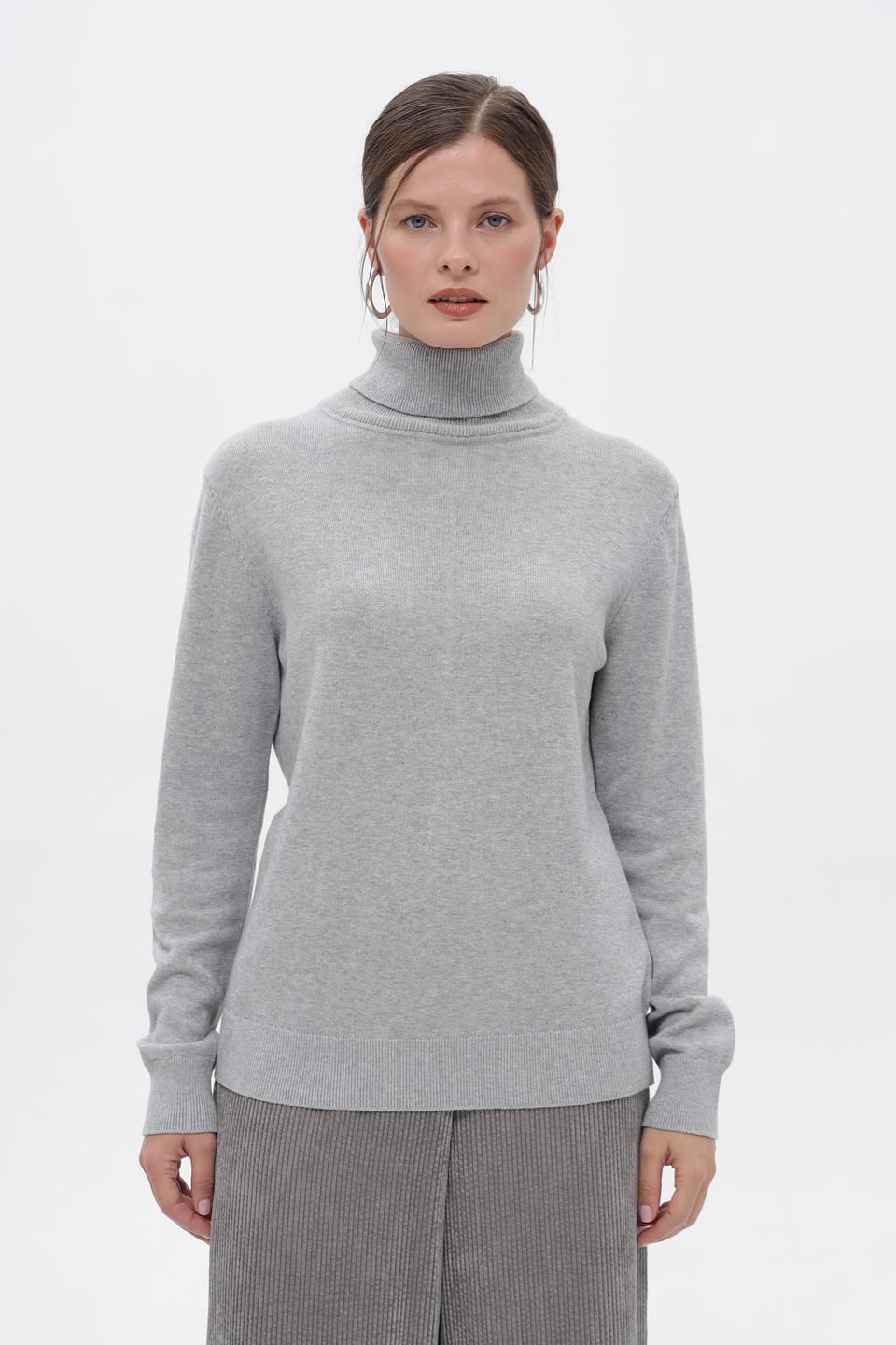 Пуловер Tom Tailor серый с горлом