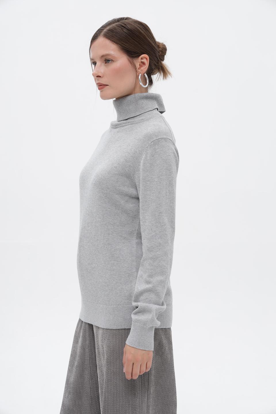 Пуловер Tom Tailor серый с горлом