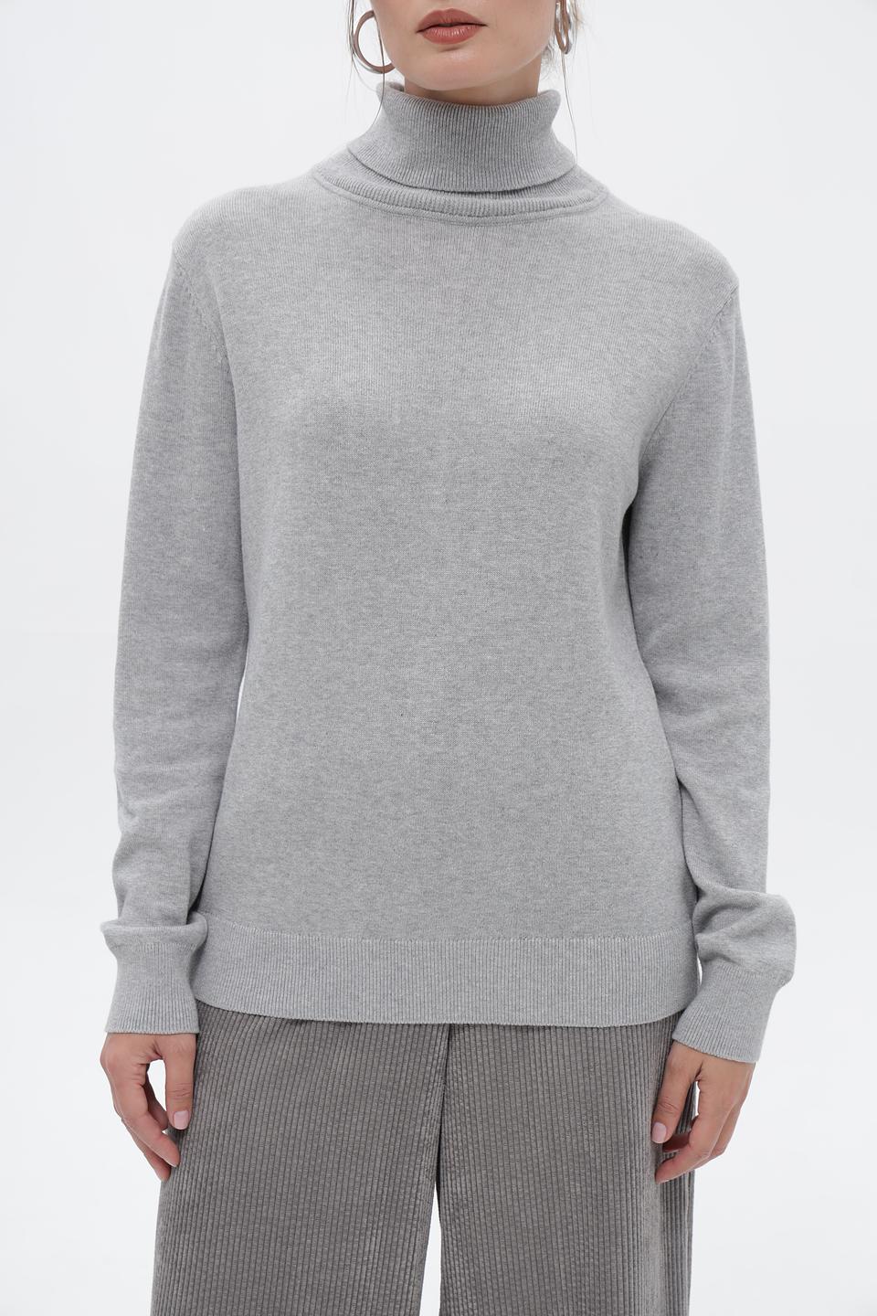 Пуловер Tom Tailor серый с горлом