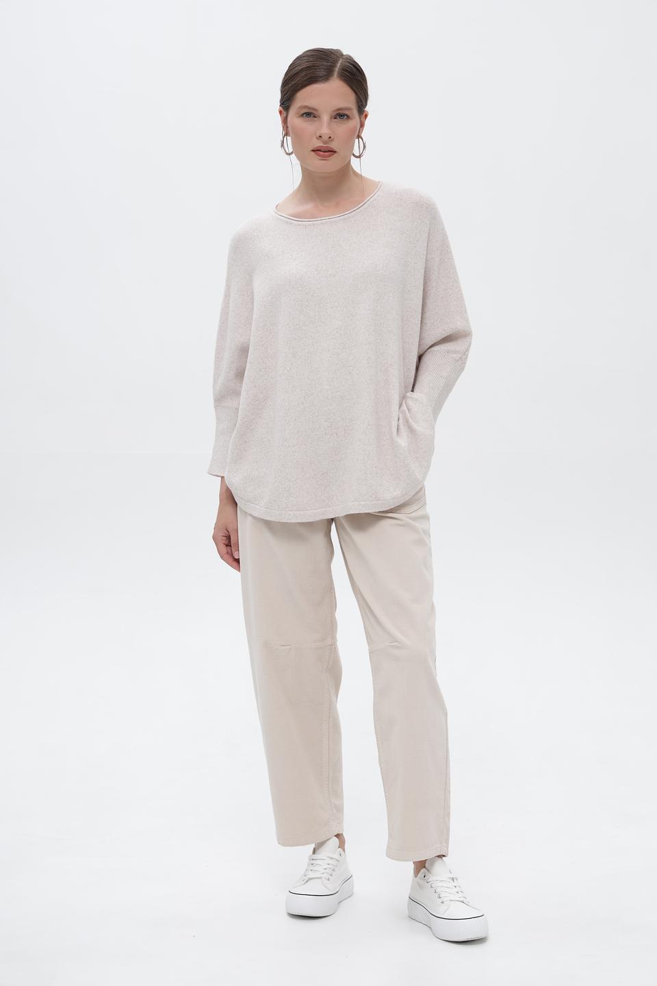 Пуловер Olsen бежевый с отделкой