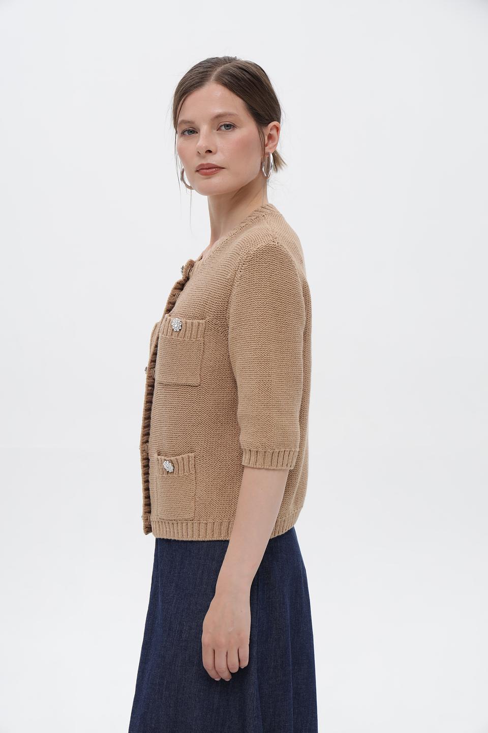 Жакет Oui с карманами бежевый