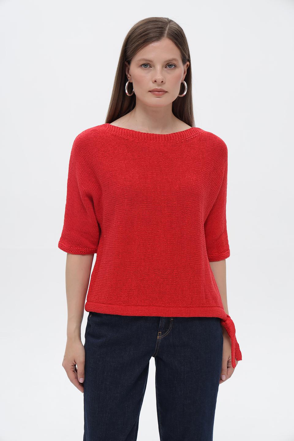 Пуловер Oui с завязками красный