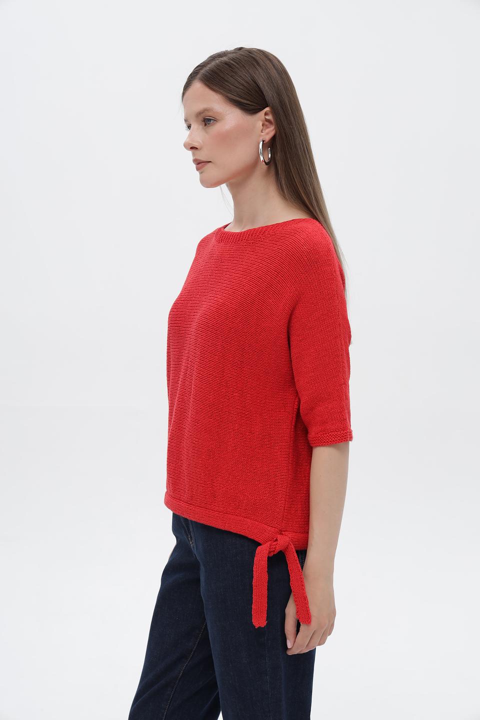 Пуловер Oui с завязками красный