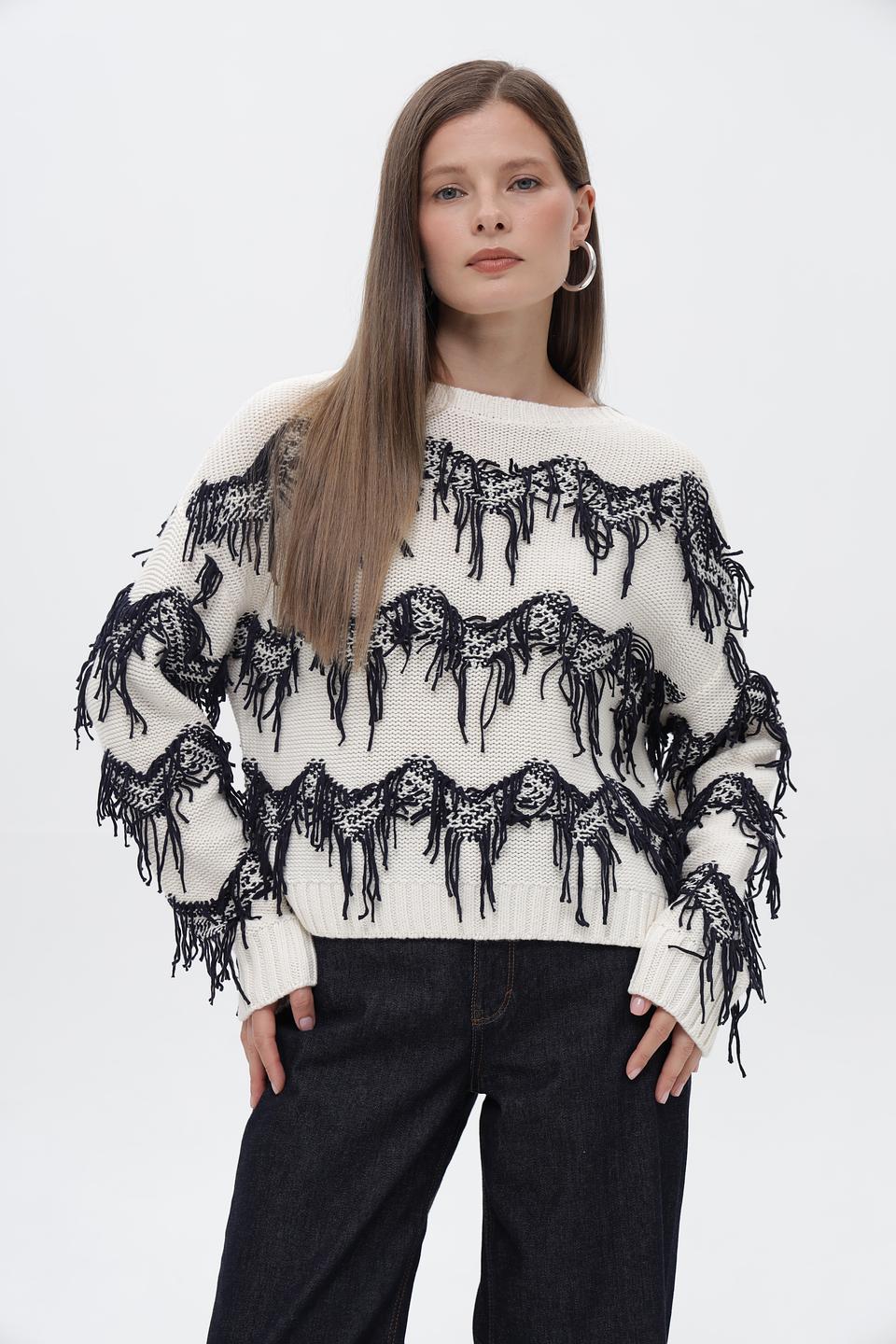 Пуловер Oui с лошадьми