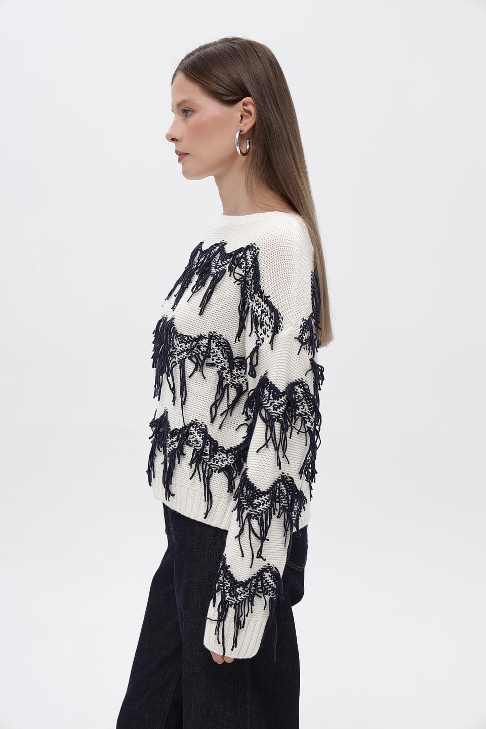 Пуловер Oui с лошадьми