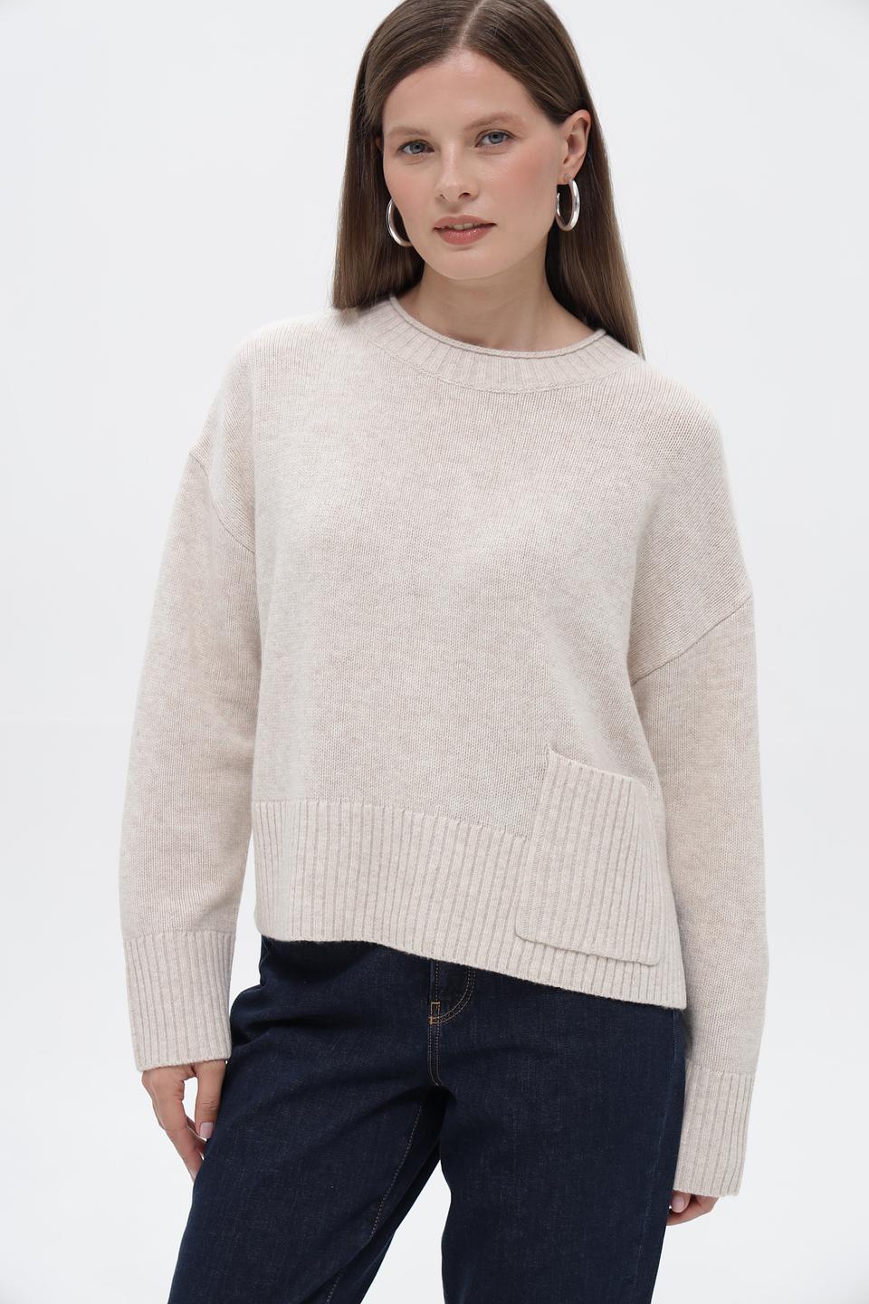 Пуловер Oui женский бежевый