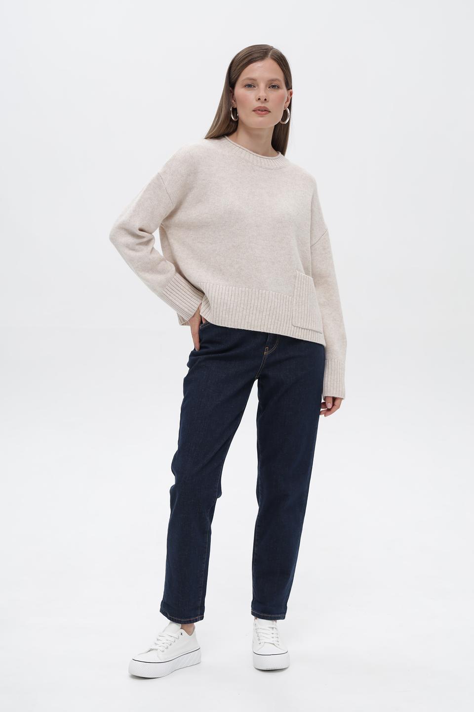 Пуловер Oui женский бежевый