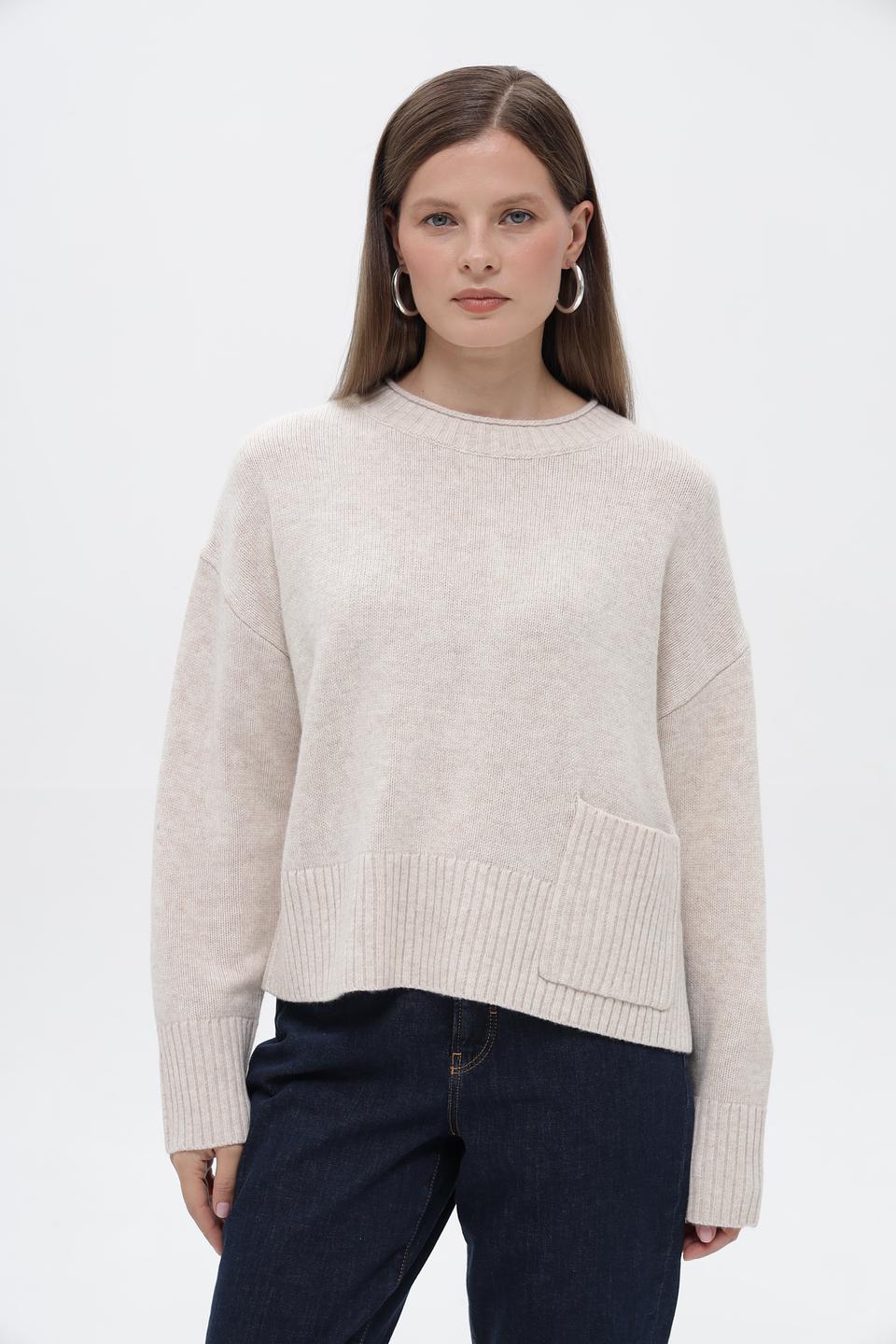 Пуловер Oui женский бежевый
