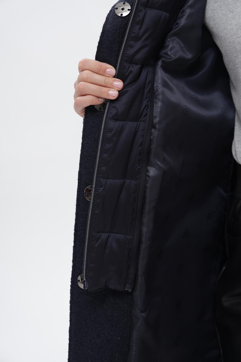 Пальто Bugatti с капюшоном тёмно-синее