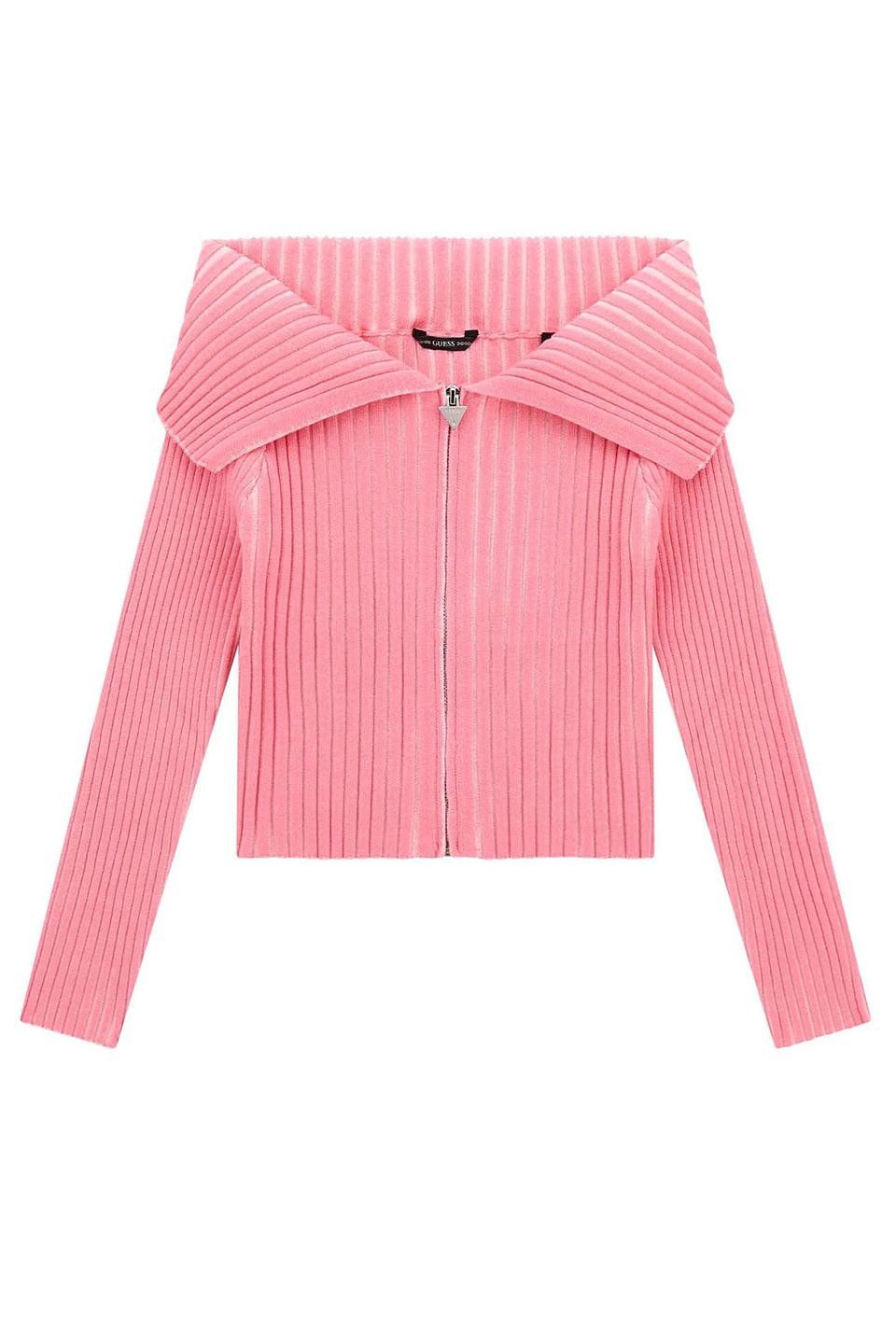 Джемпер Guess дев. с отложным воротником розовый