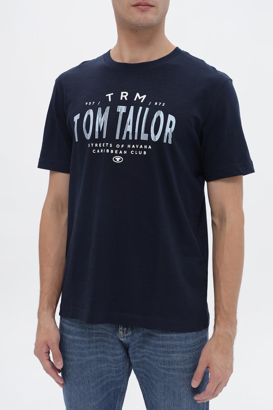 Футболка Tom Tailor синяя с логотипом