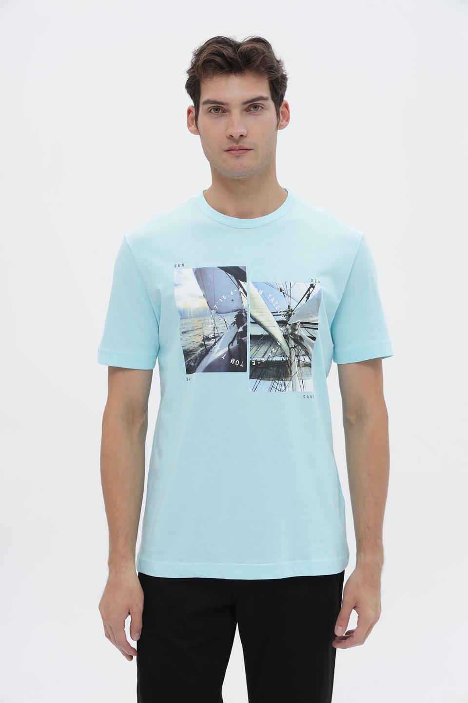 Футболка Tom Tailor с принтом голубая