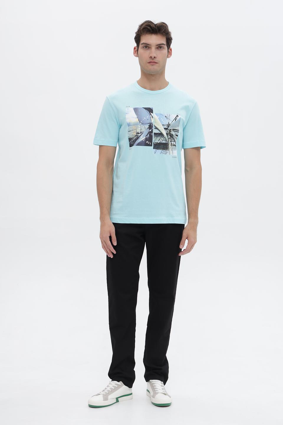 Футболка Tom Tailor с принтом голубая