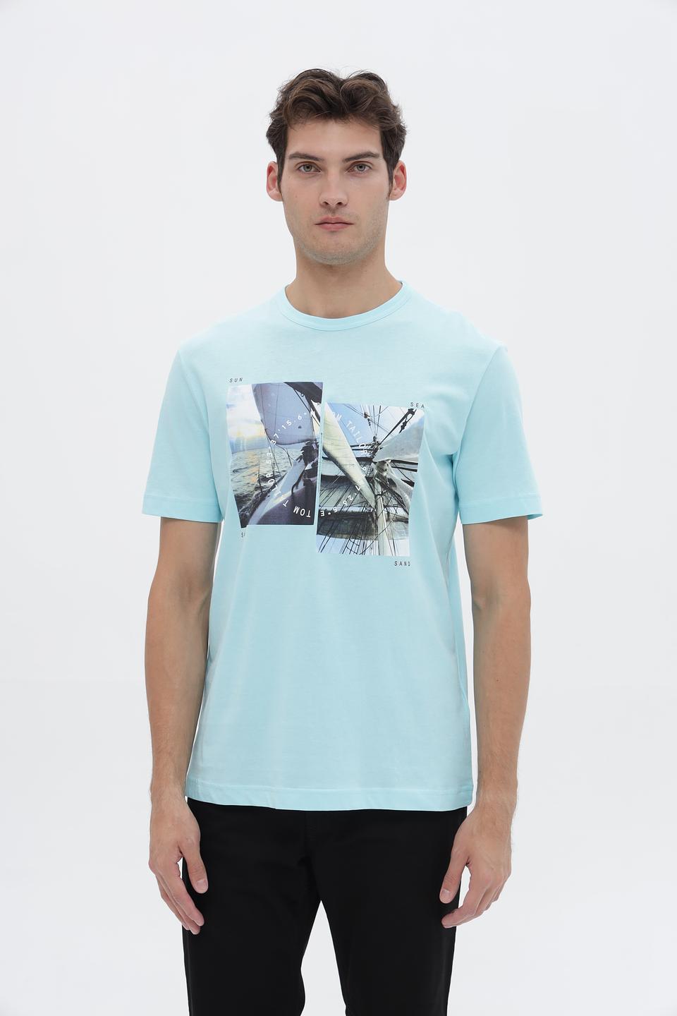 Футболка Tom Tailor с принтом голубая