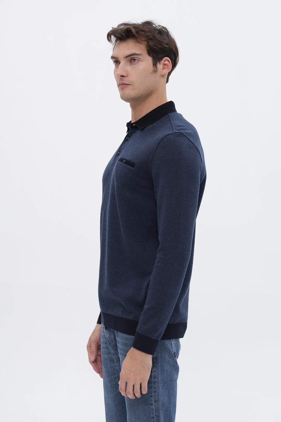 Джемпер Bugatti с воротником-поло тёмно-синий