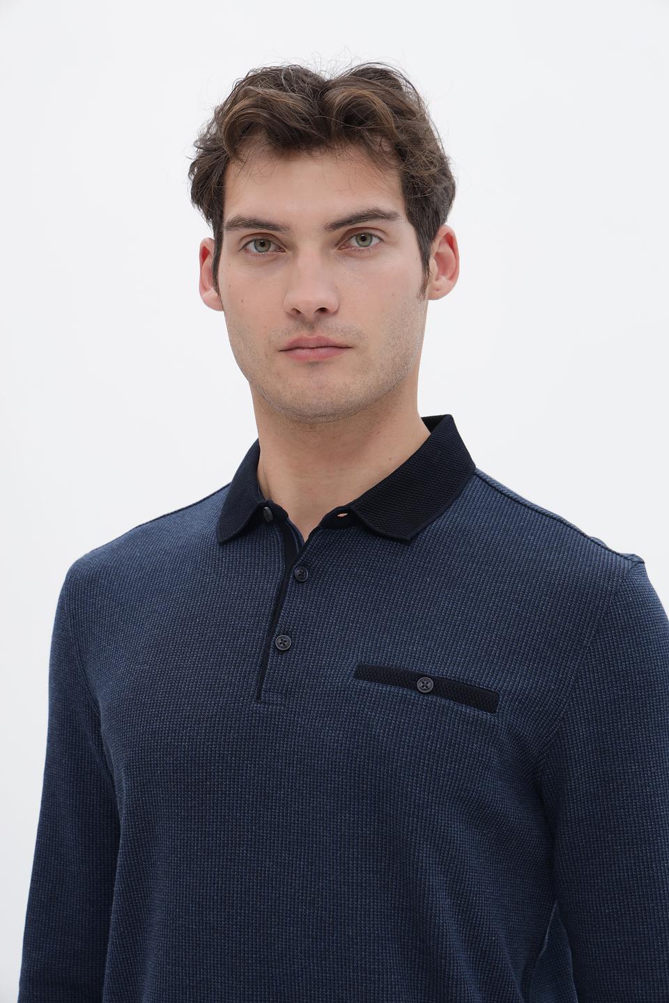 Джемпер Bugatti с воротником-поло тёмно-синий