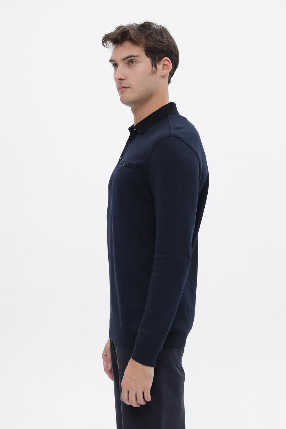 Джемпер Bugatti с воротником-поло тёмно-синий