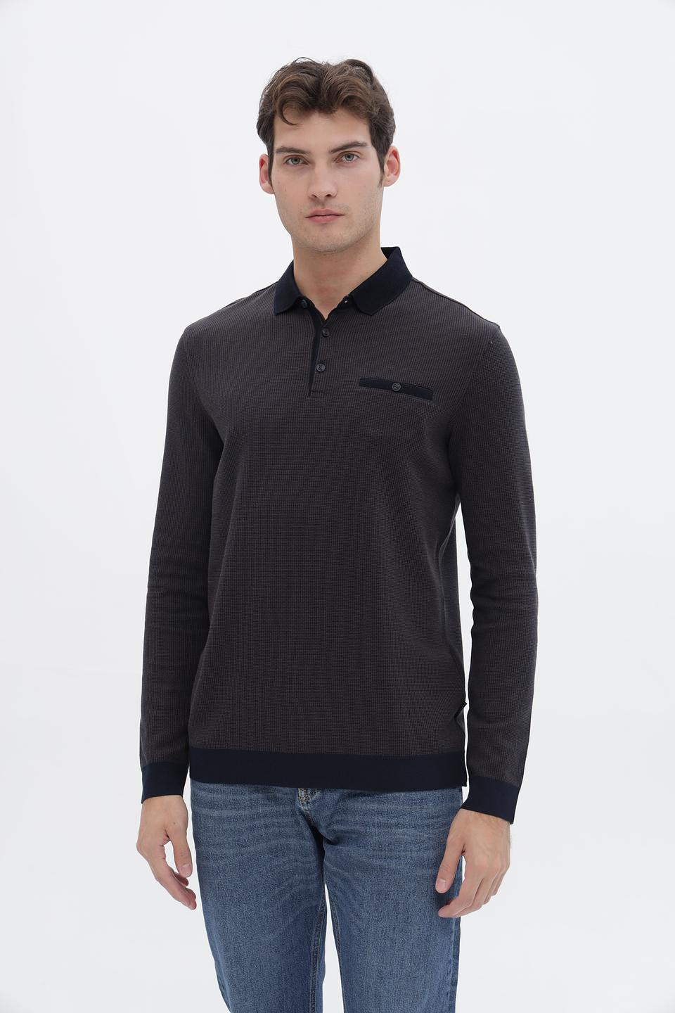 Джемпер Bugatti с воротником-поло графитовый