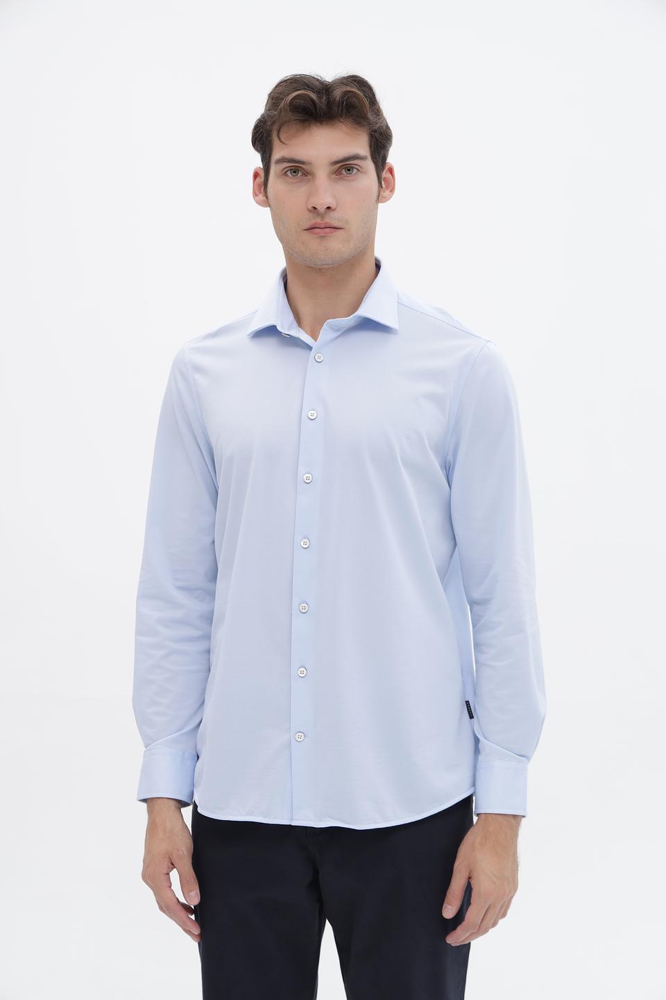 Рубашка Bugatti голубая приталенная