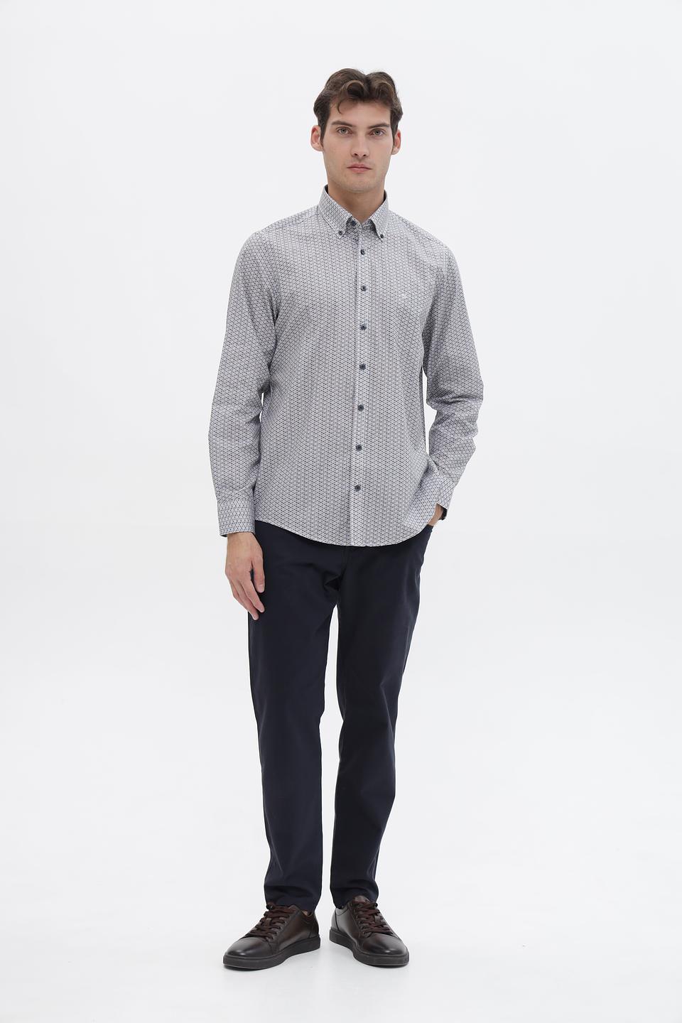 Рубашка Casa Moda с принтом серая