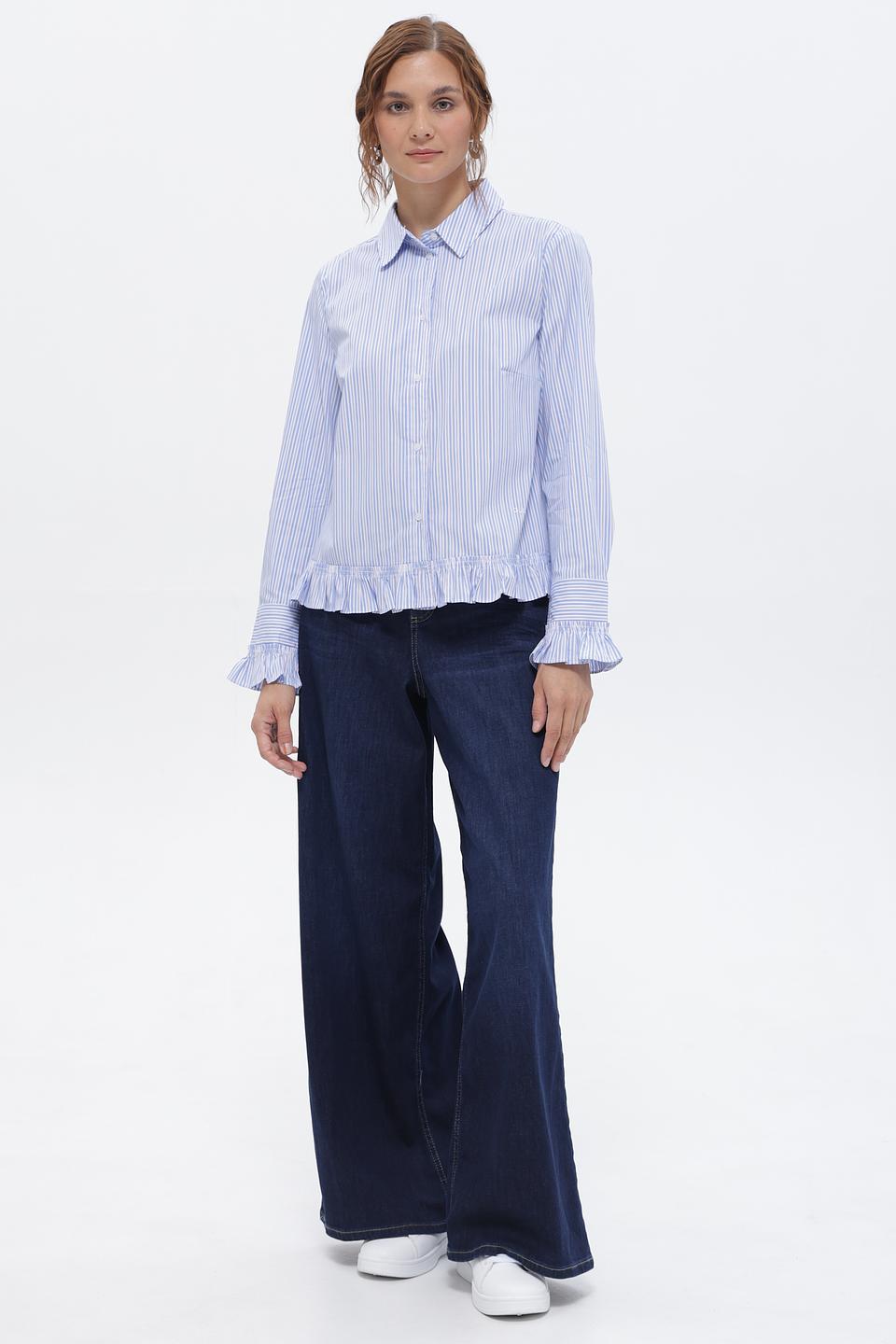 Блуза Oui в полоску с рюшами