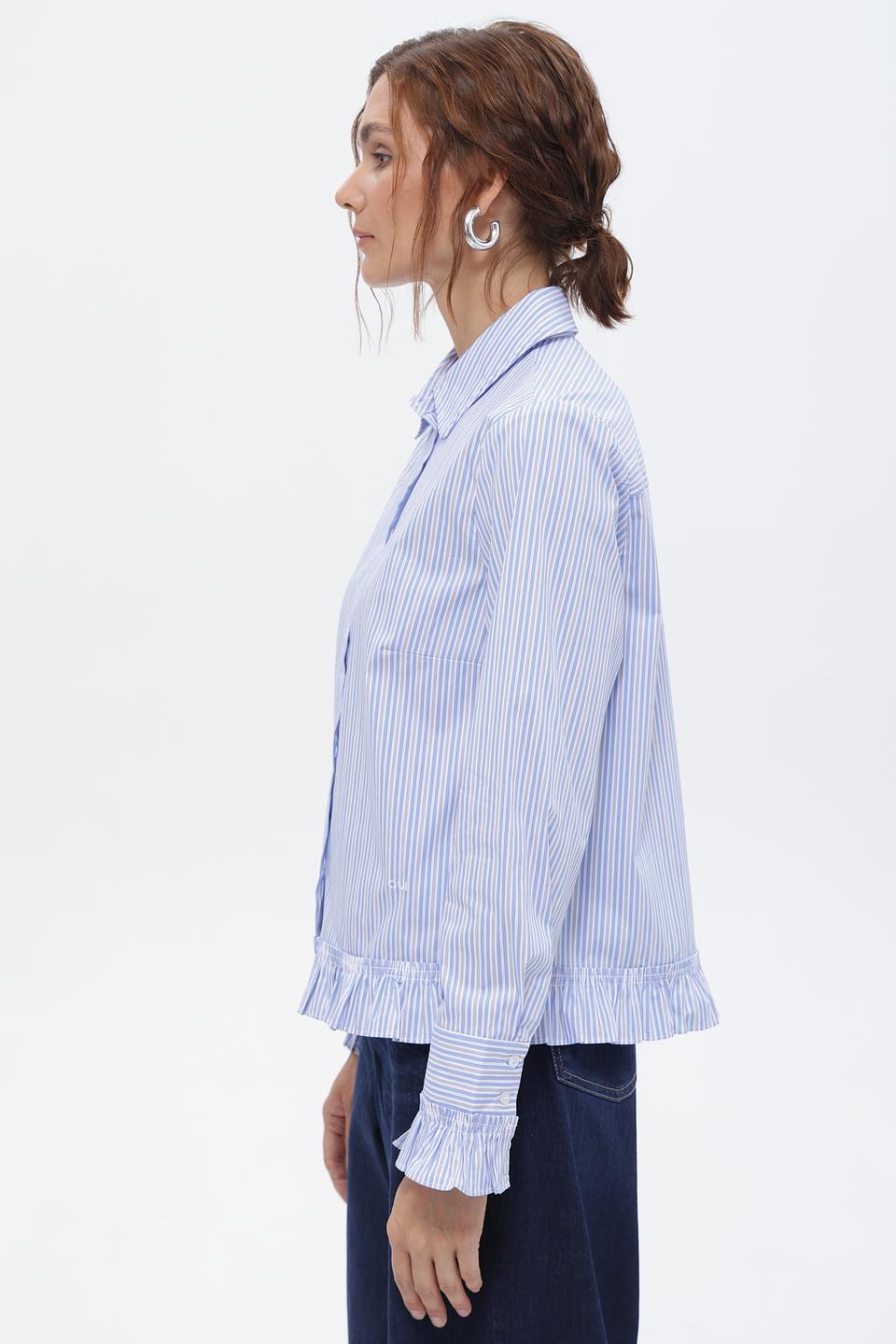 Блуза Oui в полоску с рюшами