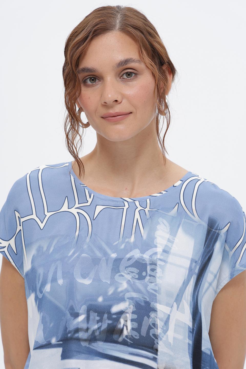 Блуза Lecomte с принтом голубой