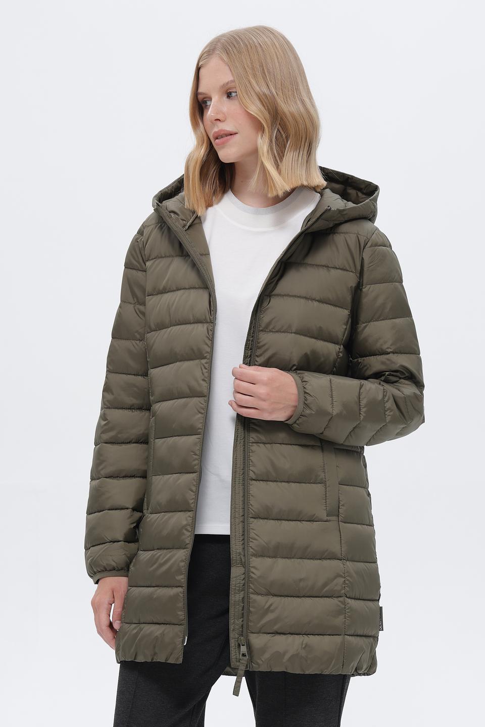 Пальто стеганое Tom Tailor оливковое