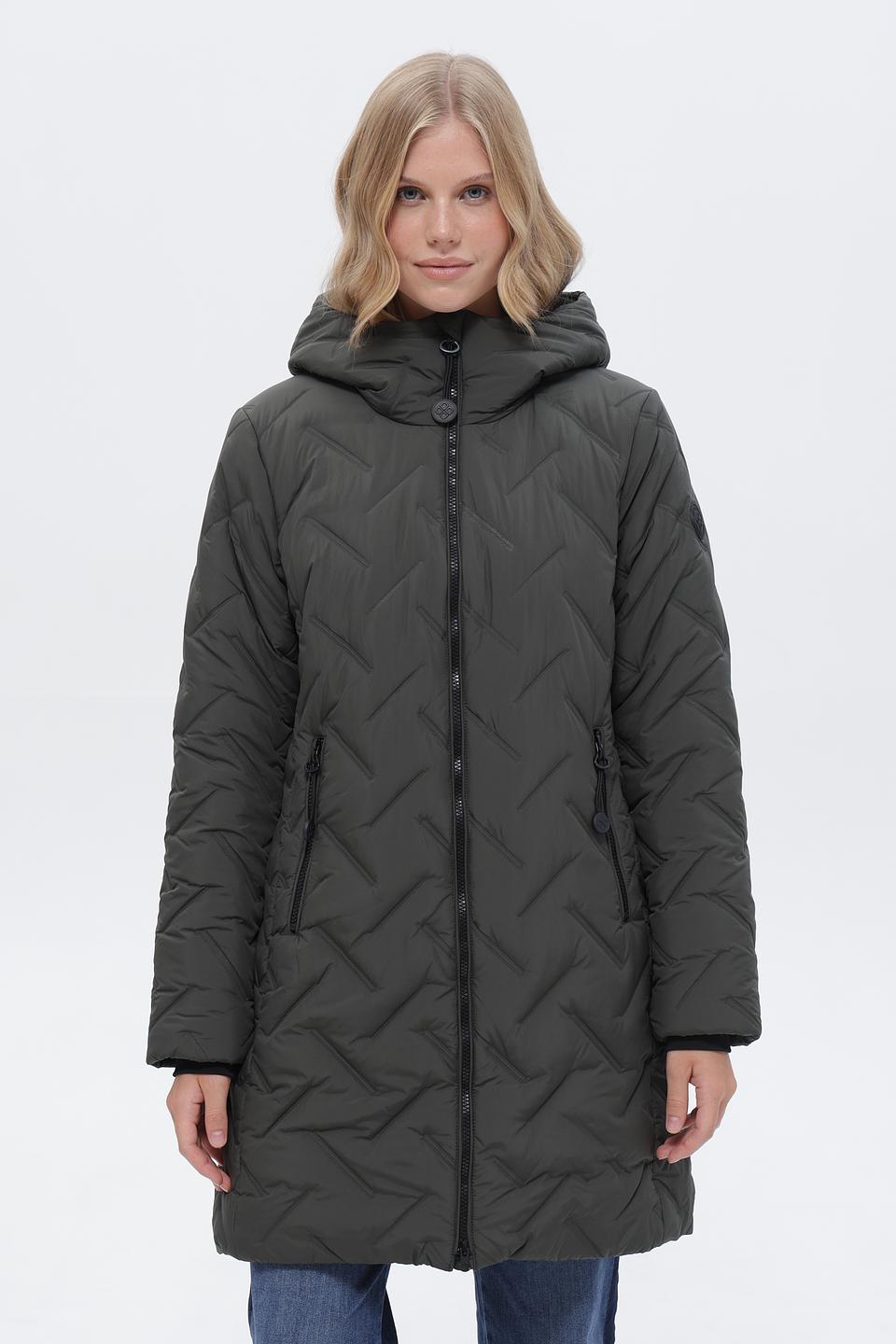 Пальто District стеганое хаки